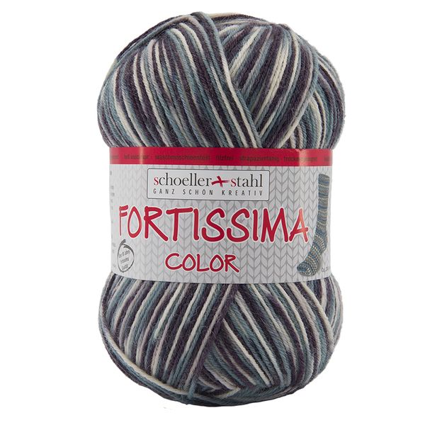 Пряжа Austermann (Аустерманн) Fortissima Socka 4-fach color / уп.5 мот. по 100 г, 420м, серый