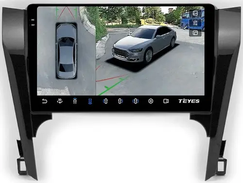 Магнитола для Toyota Camry 50 2011-2014 (рамка черная глянцевая 10) - Teyes CC3-2K-360 на Android 10, Быстрая, 2K QLED, CarPlay, 4G SIM-слот, 4 камеры в комплекте