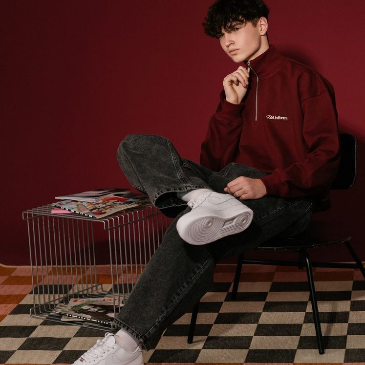 Cвитшот UNIFORM Half-zip Heavy Classic, бордовый