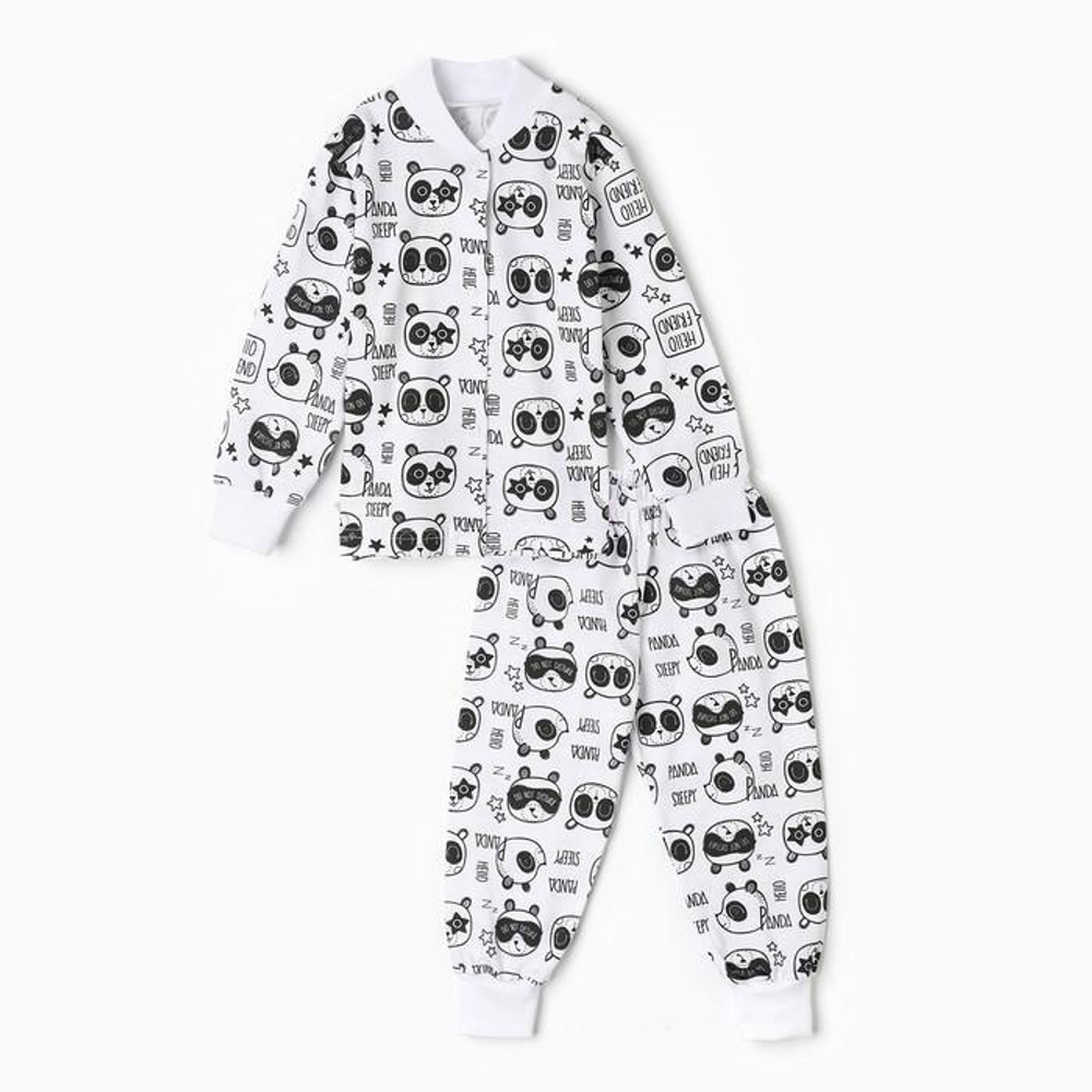 Комплект (кофточка+штанишки), белый/панды, р.56 см 9899848