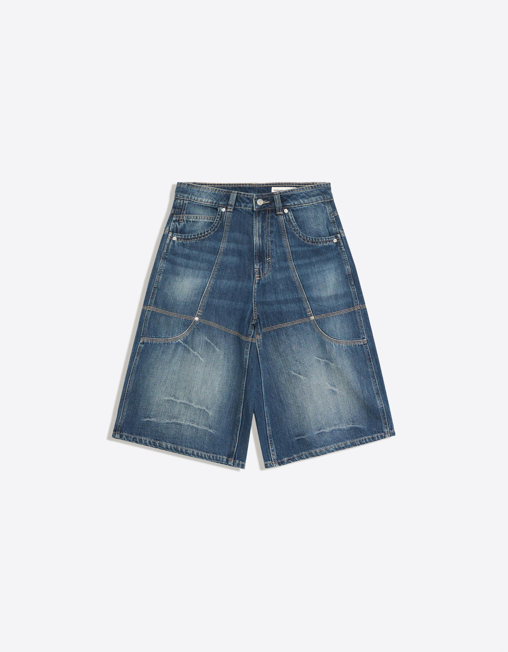 Женские удлиненные джинсовые шорты с карманами - BERSHKA