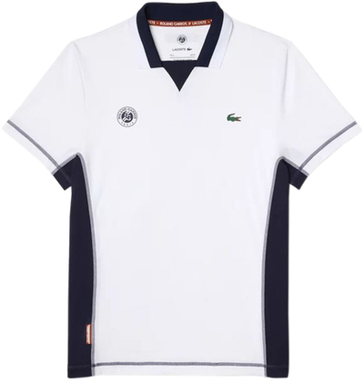 Мужское поло теннисное Lacoste Roland Garros Men's Polo Shirt - white/navy blue/white
