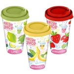 Стакан с крышкой 550мл с декором «Fresh Juice» (микс)