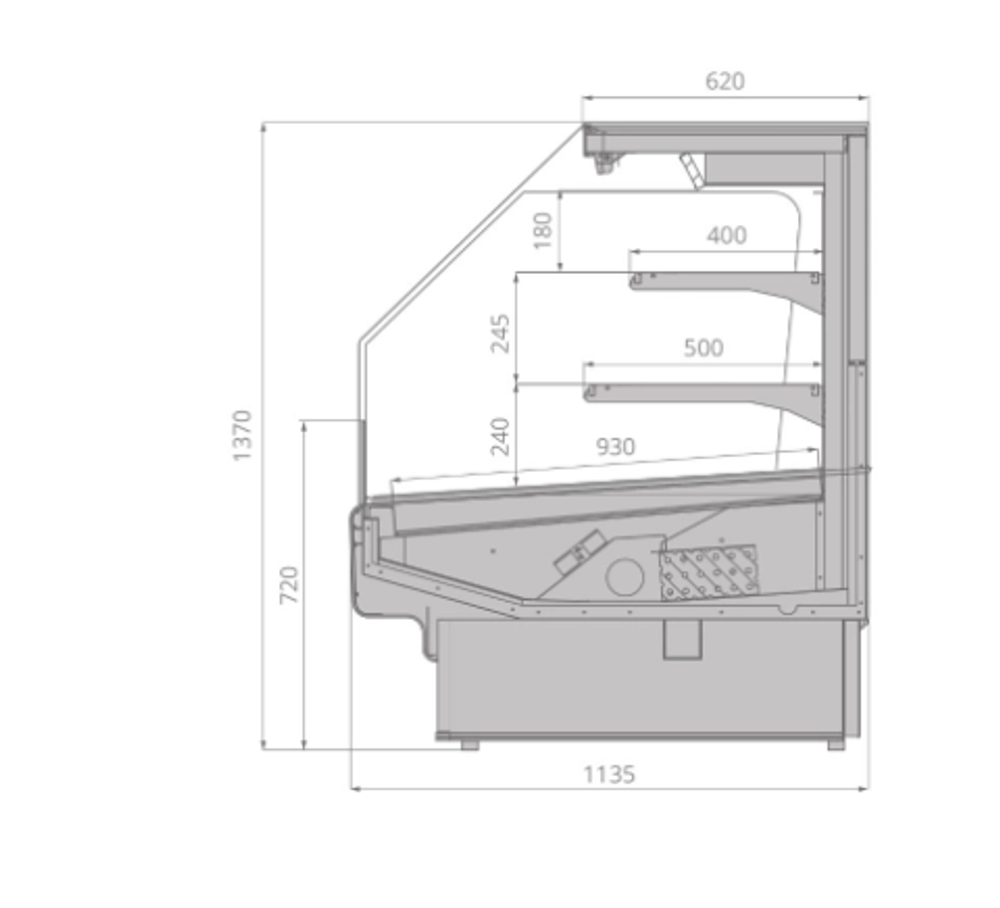 Горка холодильная BRANDFORD AURORA SQ 125 TOP LIGHT вертикальная