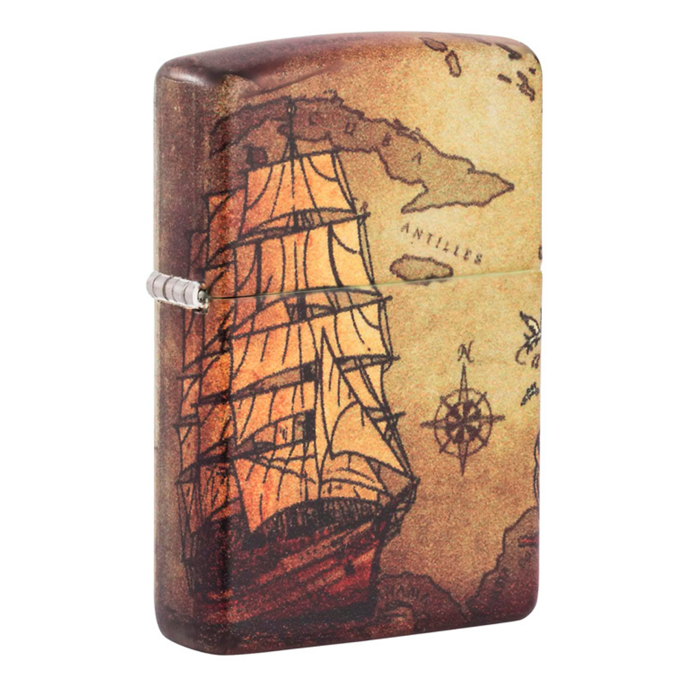 Зажигалка Zippo Pirate Ship с покрытием White Matte
