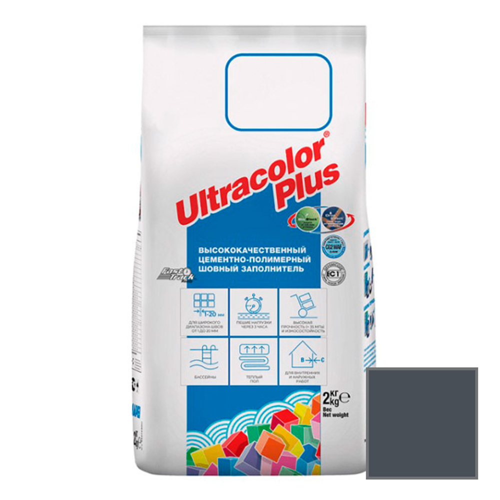 Затирка цементная Mapei Ultracolor Plus 114 антрацит 2 кг