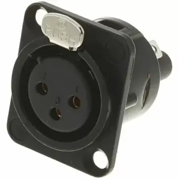 Neutrik NC3FD-S-1-B панельный разъем XLR female черненый корпус, золоченые винтовые контакты