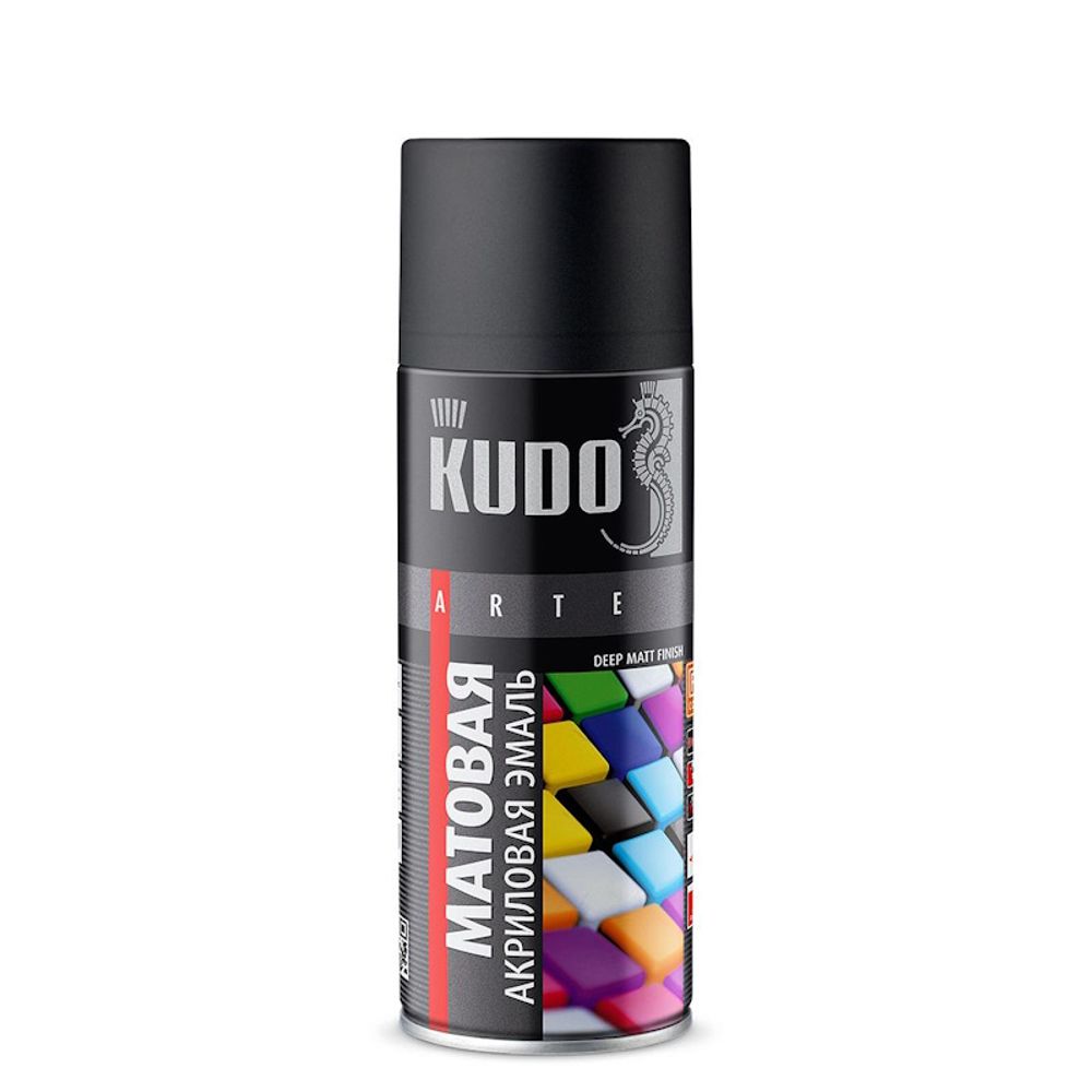 Эмаль аэроз. KUDO  акрил. универс. высокоглянц. черная (матовая) 520мл / RAL9005М