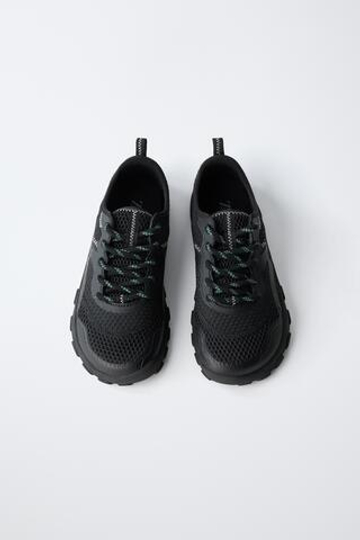 ZARA КРОССОВКИ BAREFOOT ИЗ СЕТЧАТОЙ ТКАНИ, ЧЕРНЫЙ