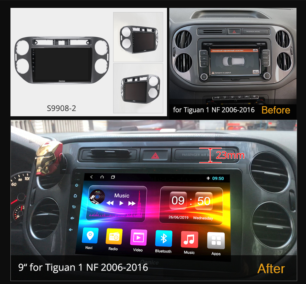 Установочный комплект для VW Tiguan 2007-2016 (до и после рестайлинга), Golf Plus  KUBERG OL-9908-2