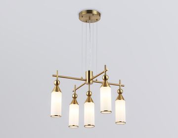 Подвесная люстра 5*E14 LH55276/5 BS/FR латунь/белый матовый High Light Modern Ambrella