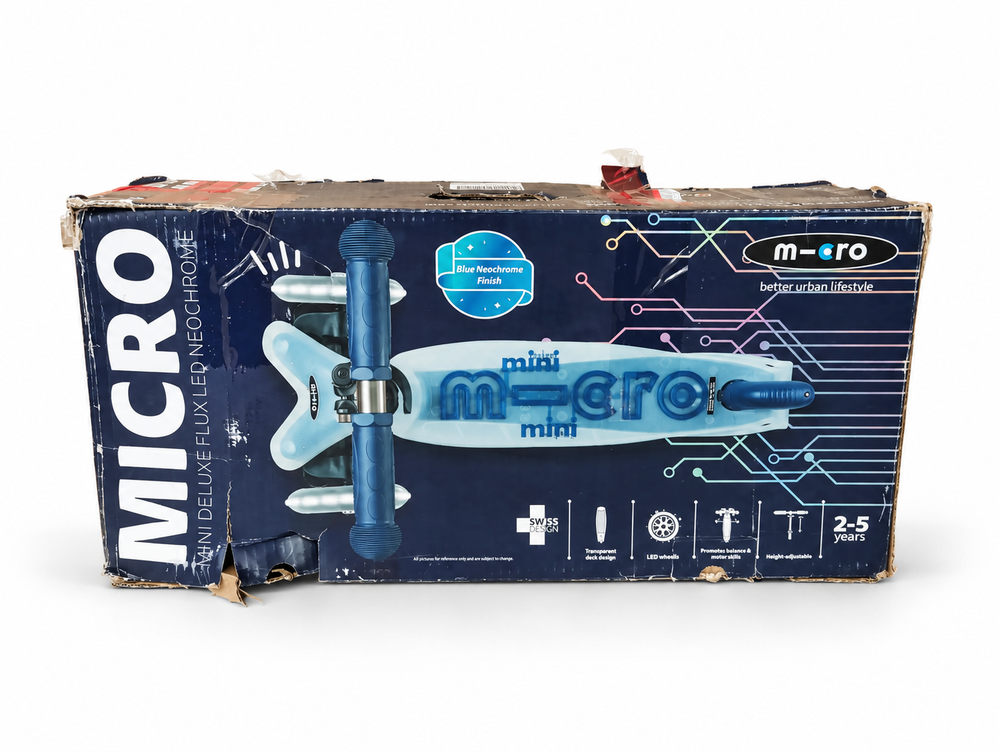 Самокат Mini Micro Deluxe Flux LED синий неохром дисконт