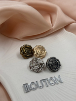 Шляпка под установочные кнопки золотистая матовая в форме "Цветка-Розы"