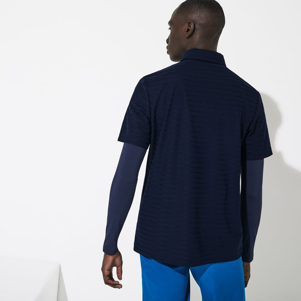 Мужское теннисное поло Lacoste Men's SPORT Textured Breathable Golf Polo Shirt - navy blue