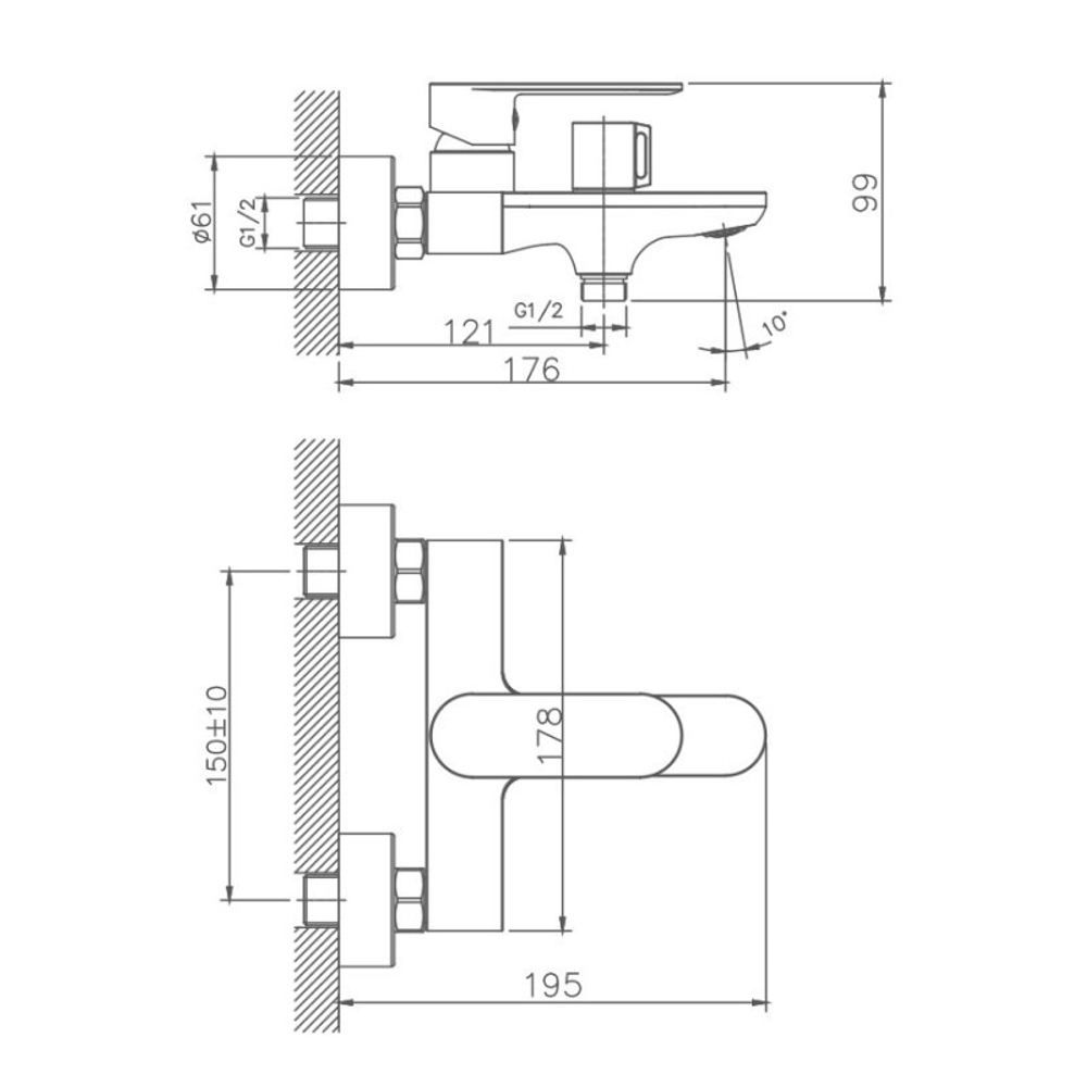 Смеситель для ванны Haiba HB 60590-7 черный