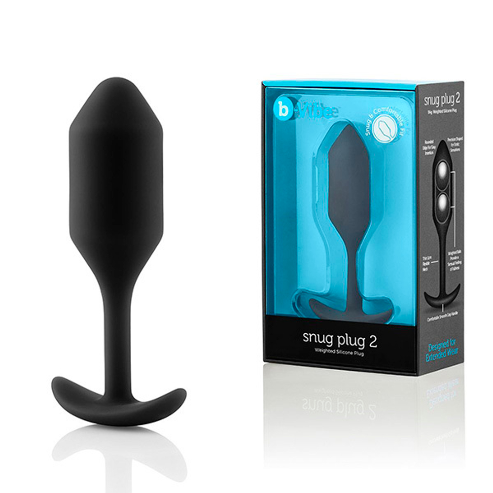 Черная пробка для ношения 11,4см b-Vibe Snug Plug 2 BV-008-BLK