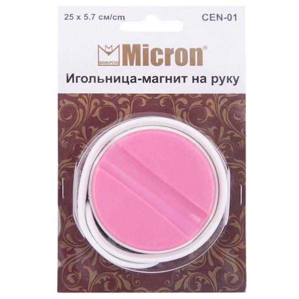 Игольница магнитная на руку 25 см, 1 шт, розовая/белая, Micron CEN-01