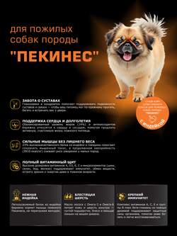 Корм сухой для пожилых собак породы Пекинес старше 7 лет, с индейкой, 6 кг, QUATTRO