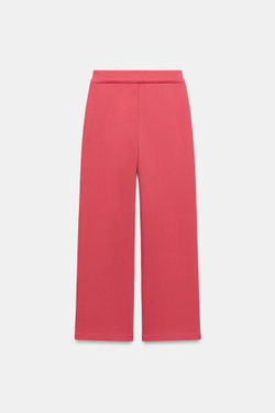 ZARA БРЮКИ ИЗ МЯГКОЙ ТКАНИ НА ШНУРКЕ, ТЕМНО-РОЗОВЫЙ