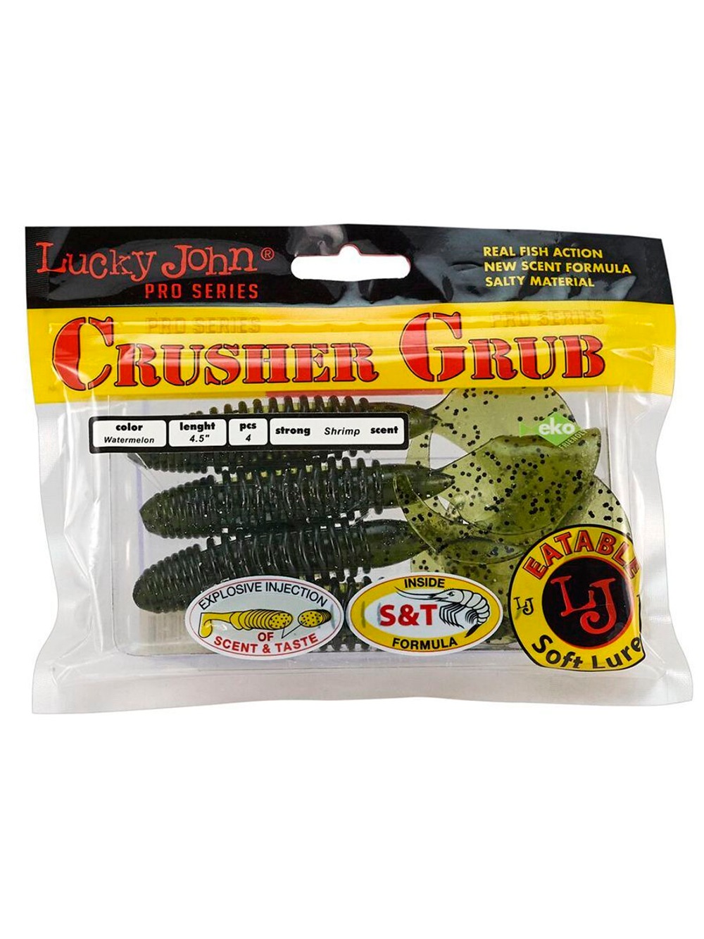 Твистеры съедобные искусственные LUCKY JOHN Pro Series CRUSHER GRUB 4,5in (11,40)/PA01 4шт.
