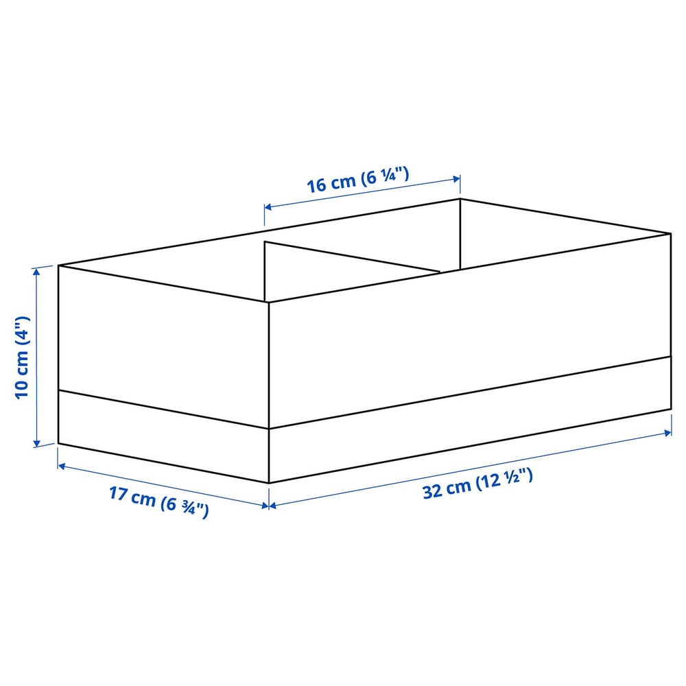 IKEA STUK  (ИКЕА СТУК)  -  Коробка с отделениями - белый/чёрный 17х32х10 см