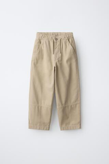 ZARA БРЮКИ БЭГГИ ИЗ КАНВАСА, ПЕСОЧНЫЙ