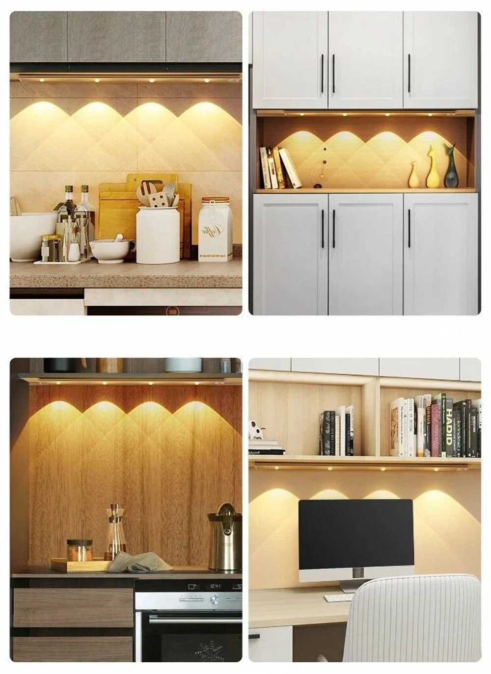 30 см Светильник с датчиком движения, для полок, черный, 2 светодиода
