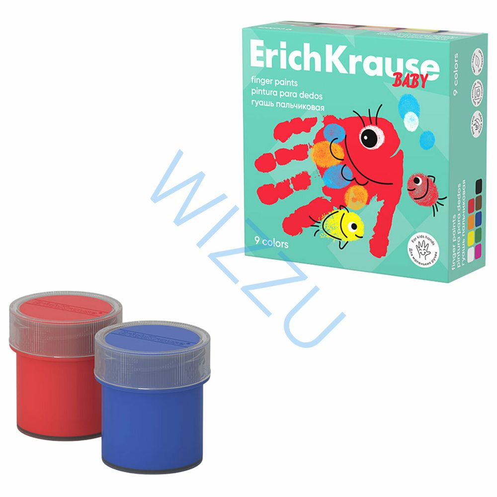 Краски пальчиковые ErichKrause Baby с Алоэ Вера 9 цветов по 20 мл (в коробке 9шт) Арт-61400