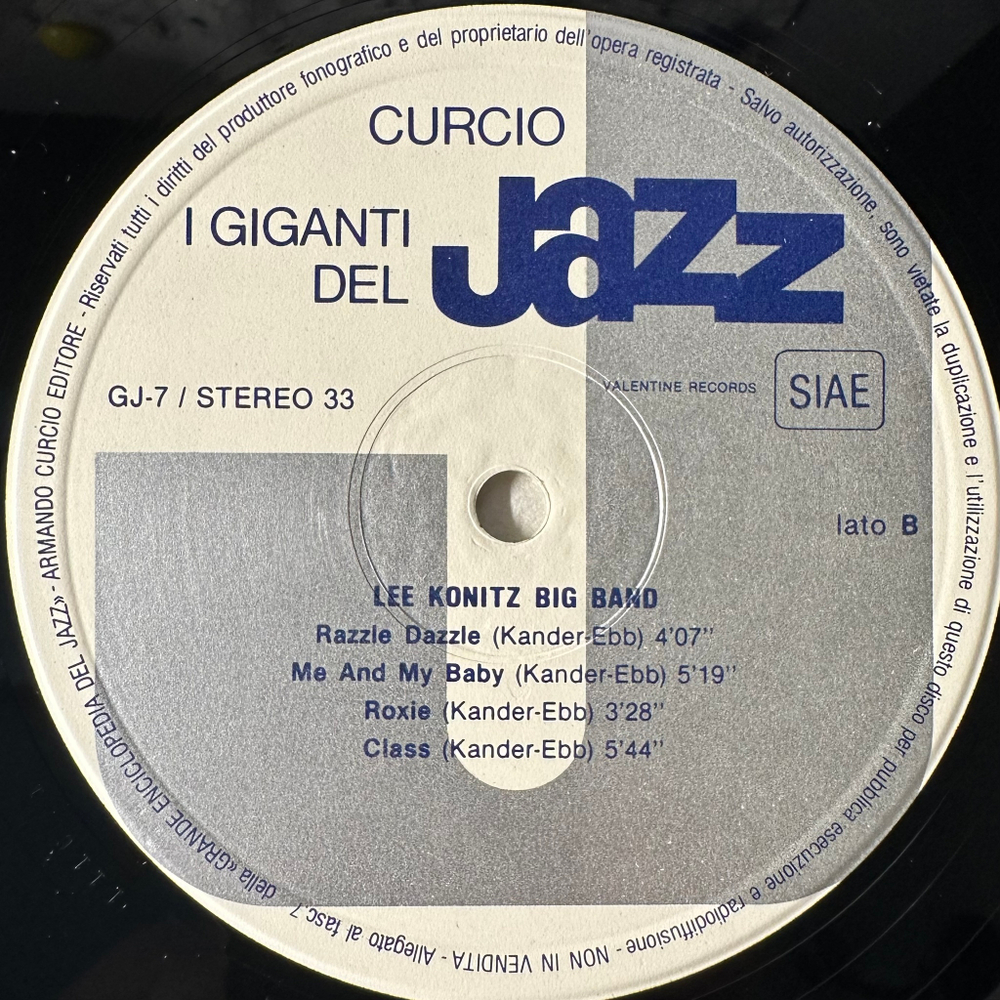 Giganti Del Jazz Vol. 7 - Lee Konitz Big Band / Joe Farrell / Michael Longo / Eddie Locke (Италия 1980г.)
