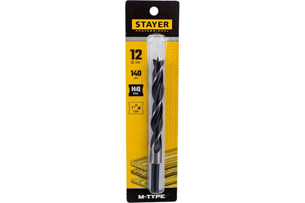 Сверло спиральное по дереву M-type Profesional (12 мм; HCS; М-образная заточка) Stayer 2942-140-12_z02