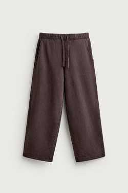 ZARA ДЖОГГЕРЫ RELAXED FIT С ЭФФЕКТОМ ПОТЕРТОСТИ, КОРИЧНЕВЫЙ