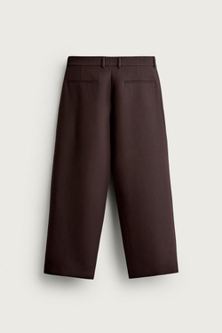 ZARA БРЮКИ RELAXED FIT СО СКЛАДКАМИ, ГРАНАТОВЫЙ