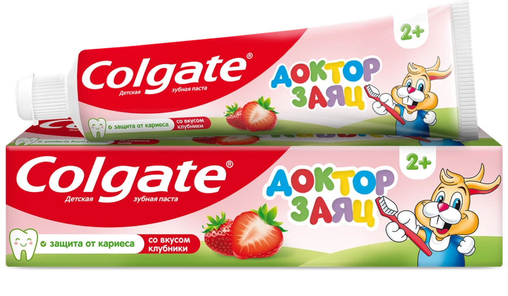 Детская зубная паста Colgate Доктор заяц со вкусом клубники 66г