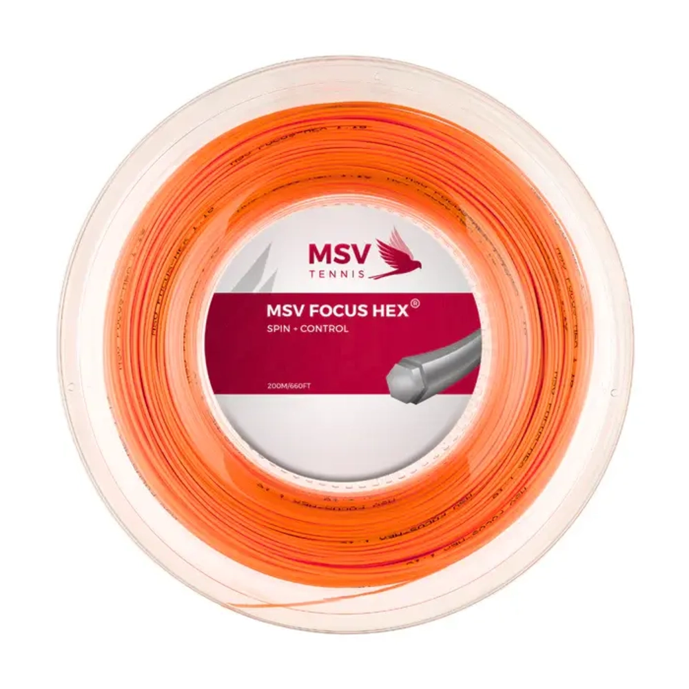 Теннисная струна MSV Focus HEX, 1.23, 200м (оранжевый)