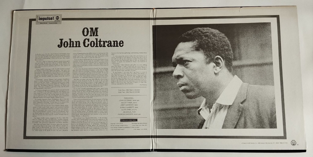 Винтажная виниловая пластинка LP John Coltrane Om (USA 1974)