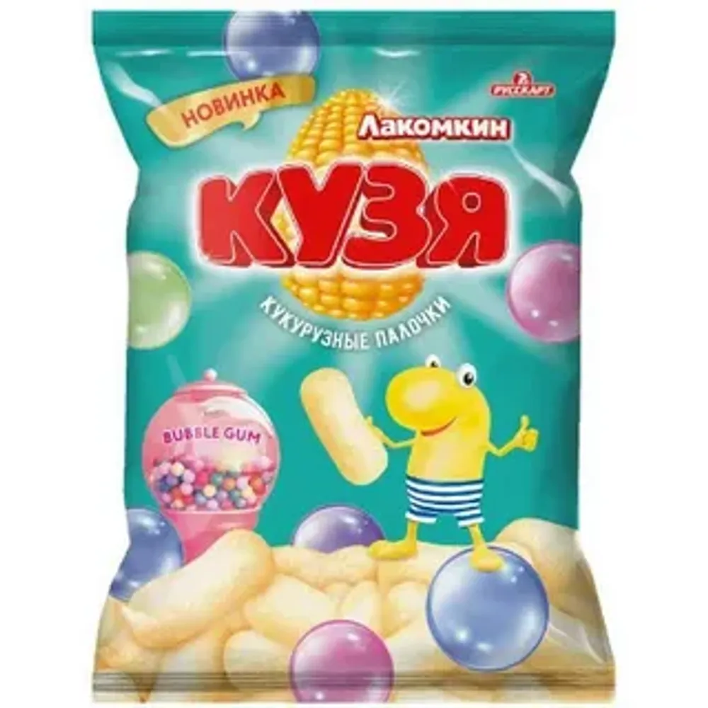 Кукурузные палочки Кузя Лакомкин со вкусом Баббл Гам 100г