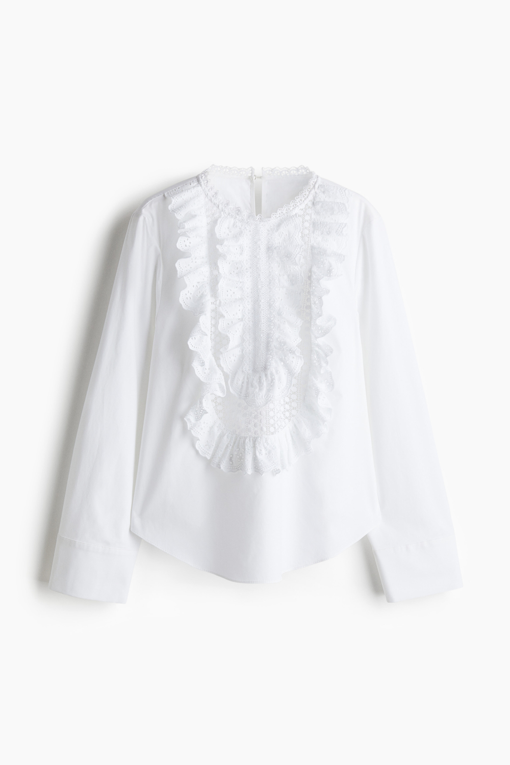 Хлопковая блузка с воланом и кружевом - H&M