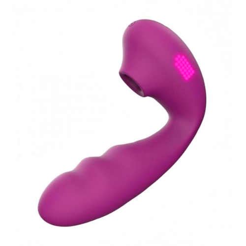 Фиолетовый вибратор 13,9см с вакуумной стимуляцией и нагревом BeYourLover Tara Purple TW05C