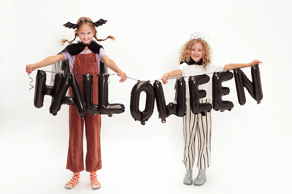 Надпись-шарики чёрная "Хеллоуин" [Halloween] 2,8 м