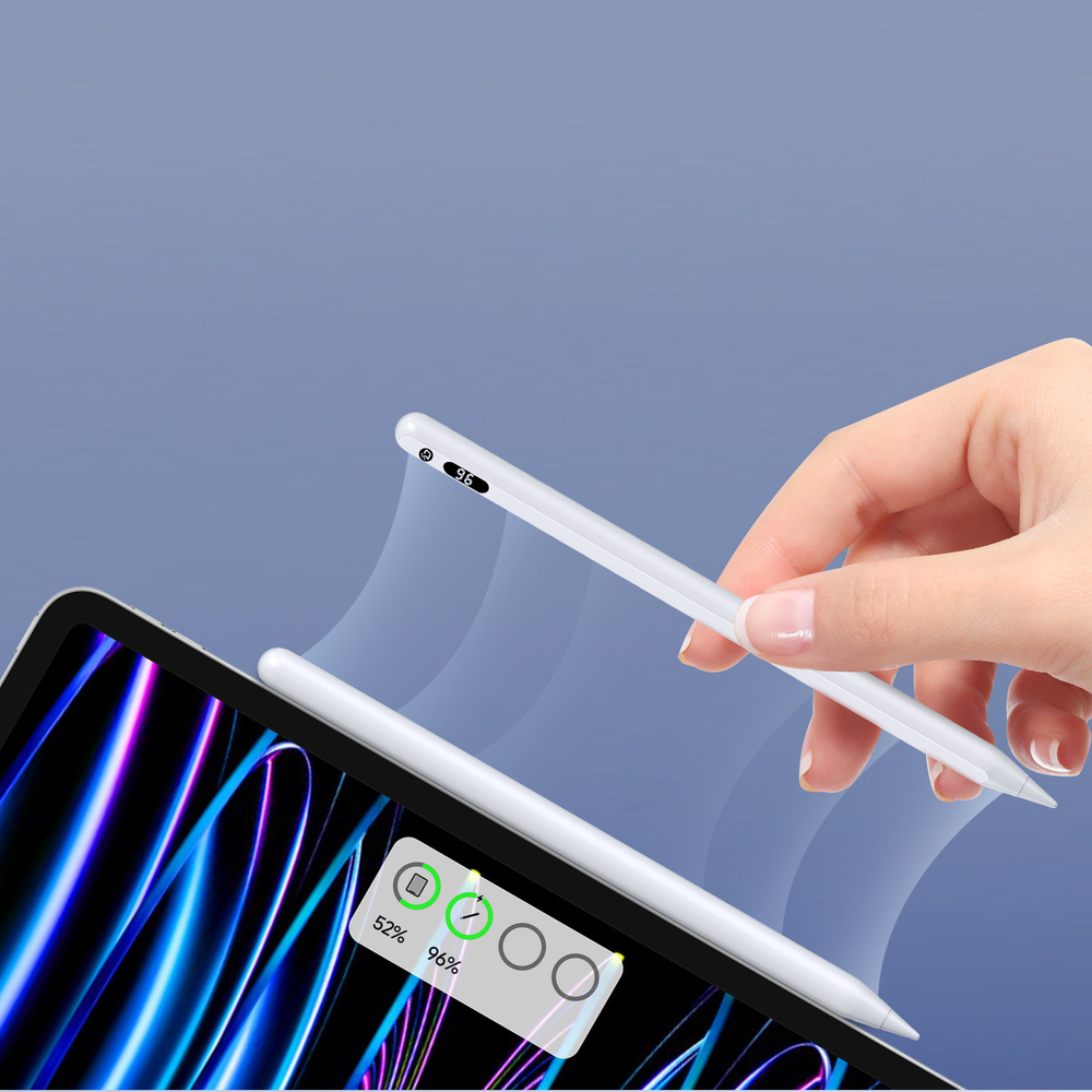 Стилус от Dux Ducis серии SP-05 белого цвета для планшетов iPad, с беспроводной зарядкой и индикатором заряда