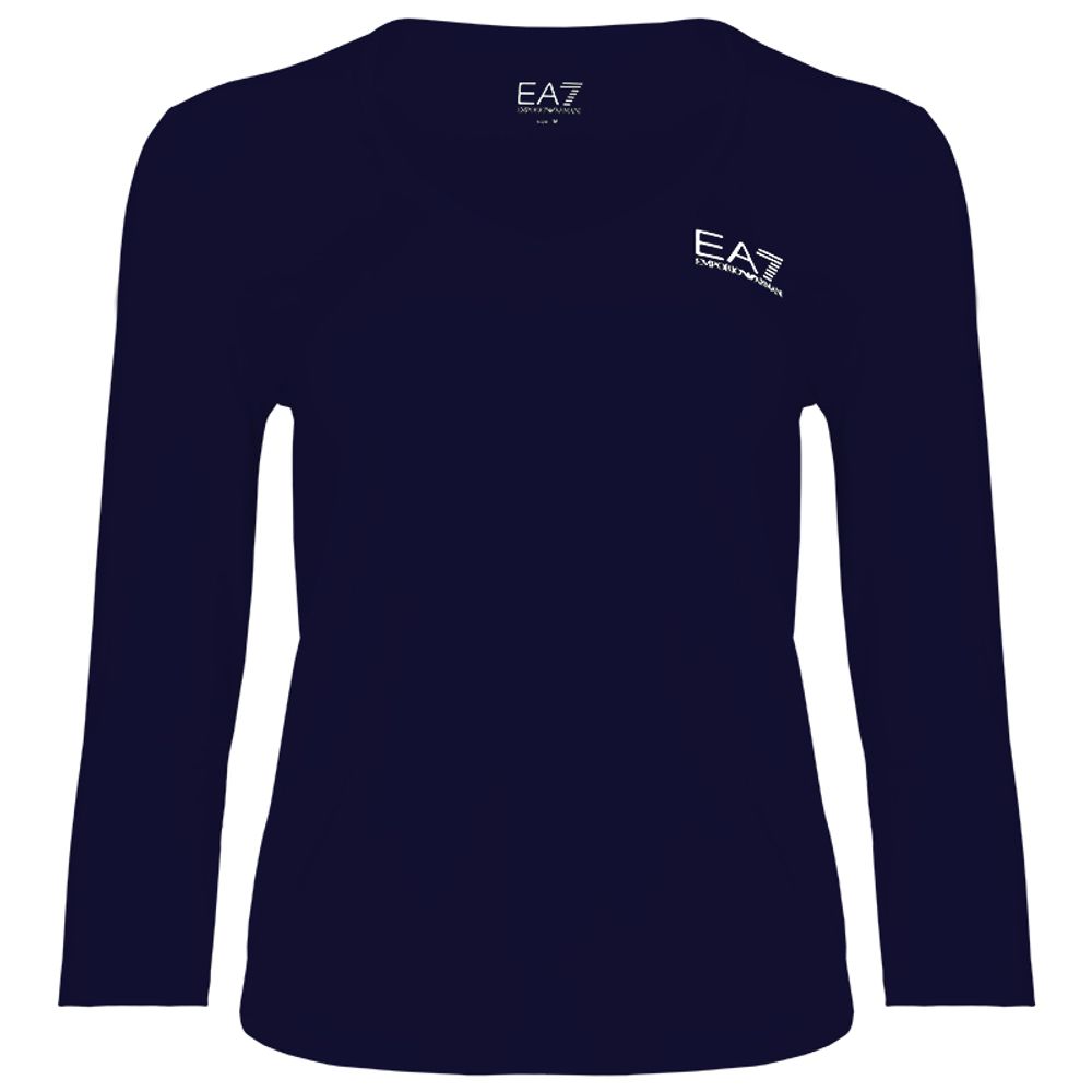 Женская теннисная футболка с длинным рукавом EA7 Woman Jersey T-shirt - navy bule