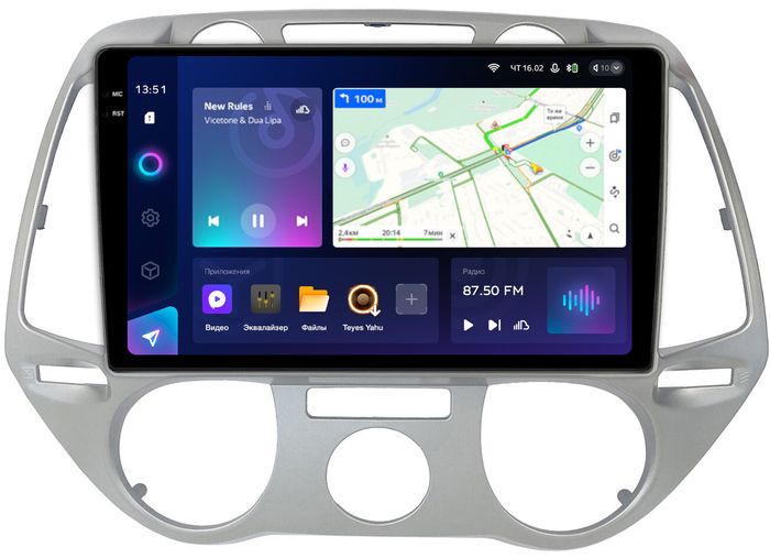 Магнитола для Hyundai i20 2009-2012 (кондиционер) - Teyes CC3-2K монитор 9.5" 2K QLED на Android 10, Быстрая, CarPlay, 4G SIM-слот