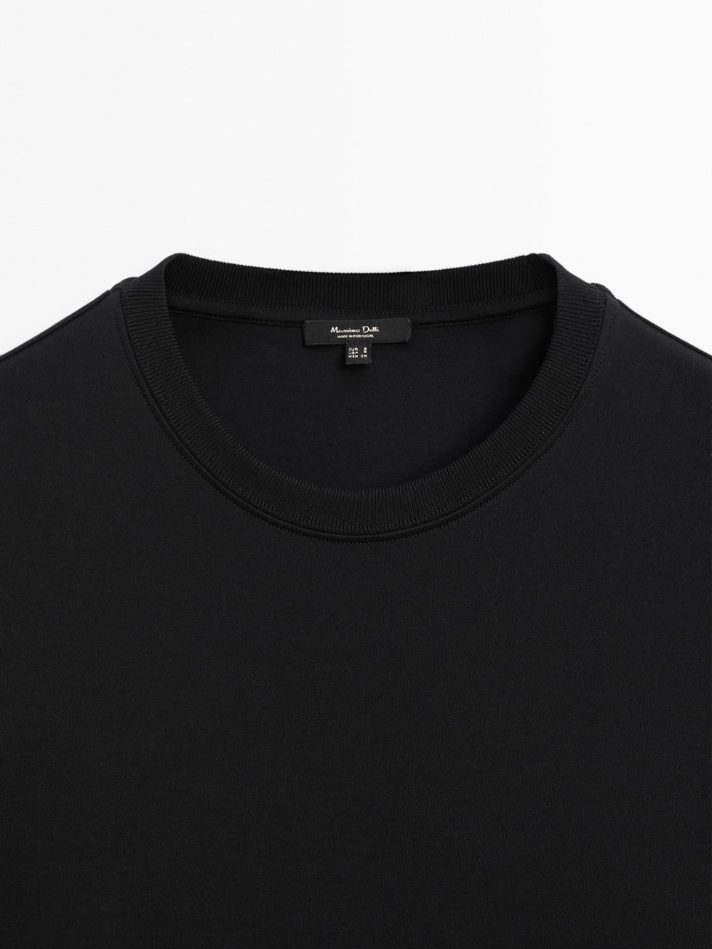 Massimo Dutti Футболка из 100% хлопка с длинными рукавами, черный