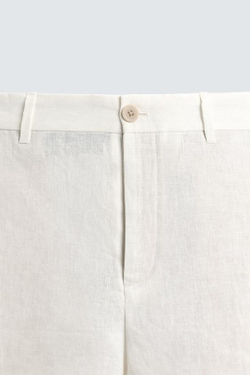 ZARA БЕРМУДЫ ИЗ 100% ЛЬНА КЛАССИЧЕСКОГО КРОЯ, БЕЛЫЙ