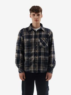 Рубашка ripped plaid темно-синяя