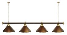 Лампа STARTBILLIARDS 4 пл. (плафоны синие,штанга хром,фурнитура золото)