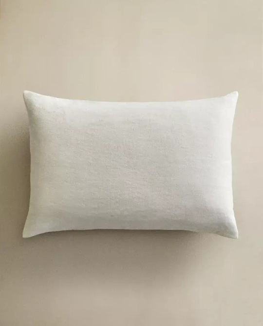 ZARA HOME ЛЬНЯНАЯ НАВОЛОЧКА ДЛЯ ДЕКОРАТИВНОЙ ПОДУШКИ, ЖЕЛТОВАТО-БЕЛЫЙ