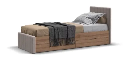 Лофт Мини Кровать 90*200 Велюр Монолит латте, Орех селект