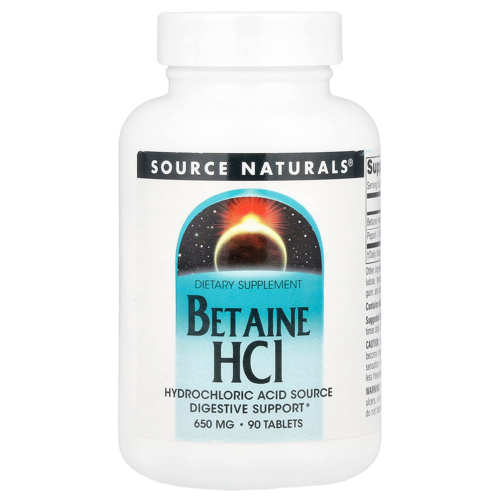 Source Naturals, бетаина гидрохлорид, 90 таблеток