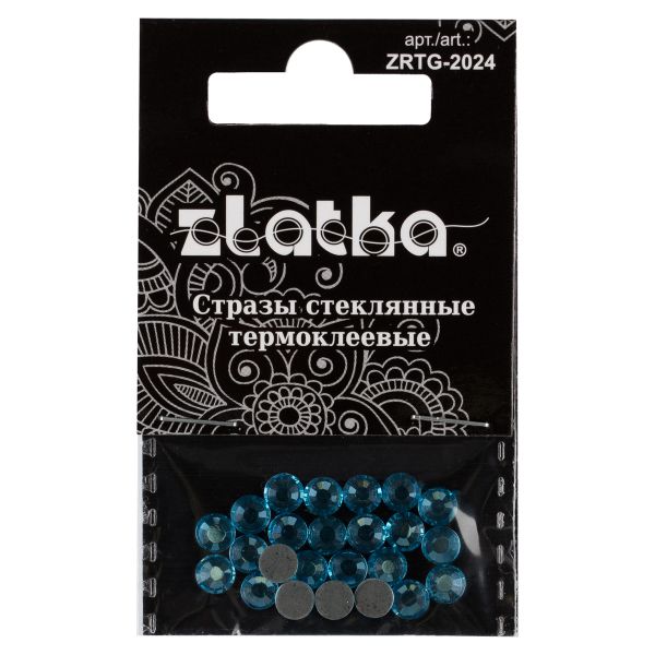 Стразы клеевые стекло 4.7 мм, 5х24 шт, SS20 №08 голубой (Aquamarine), Zlatka ZRTG-2024